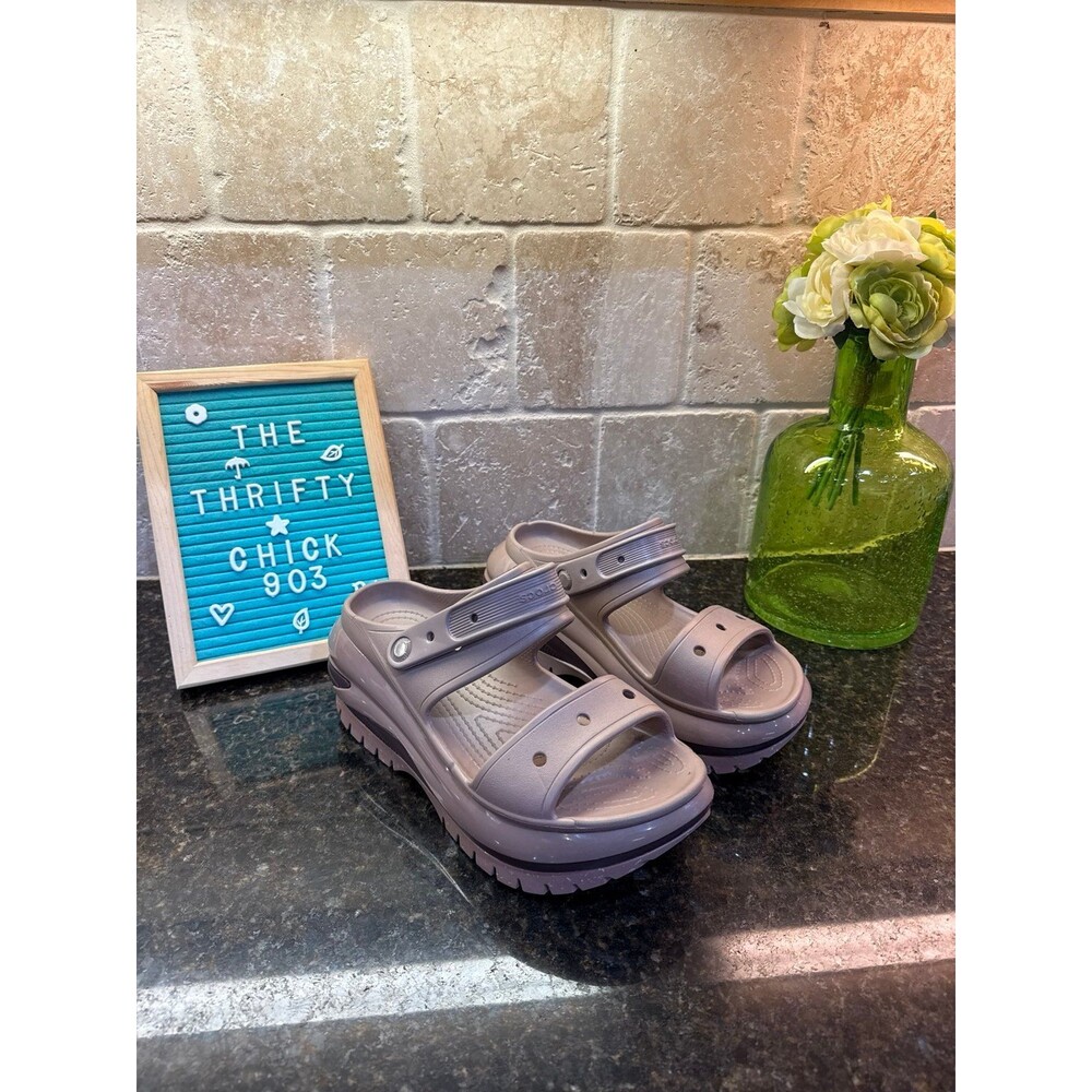 Crocs Mega Crush Sandal Latte Platform Two Strap Women’s 10 NEW